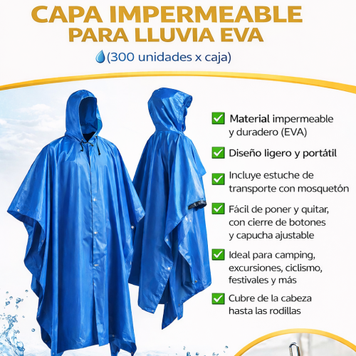 CAPA IMPERMEABLE PARA LLUVIA EVA (300 UND X CAJA)